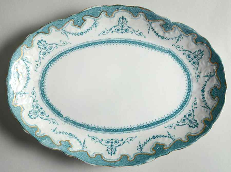 Portsmouth Blue Green 10" Oval Serving Platter by New Wharf-1