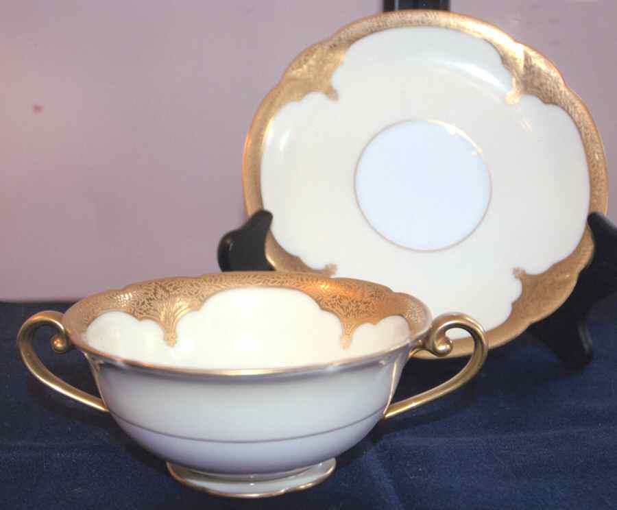 Coronation Footed Cream Soup Bowl & Saucer Set by Noritake-1