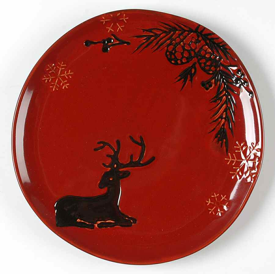 Pine Retreat Red Dinner Plate by North Pole Trading Co.-1