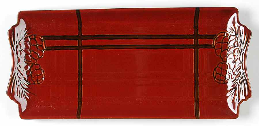Pine Retreat Red 15" Rectangular Serving Platter by North Pole Trading Co.-1