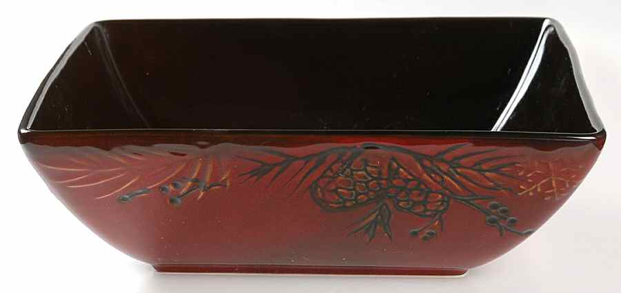 Pine Retreat Red 10" Square Serving Bowl by North Pole Trading Co.-1