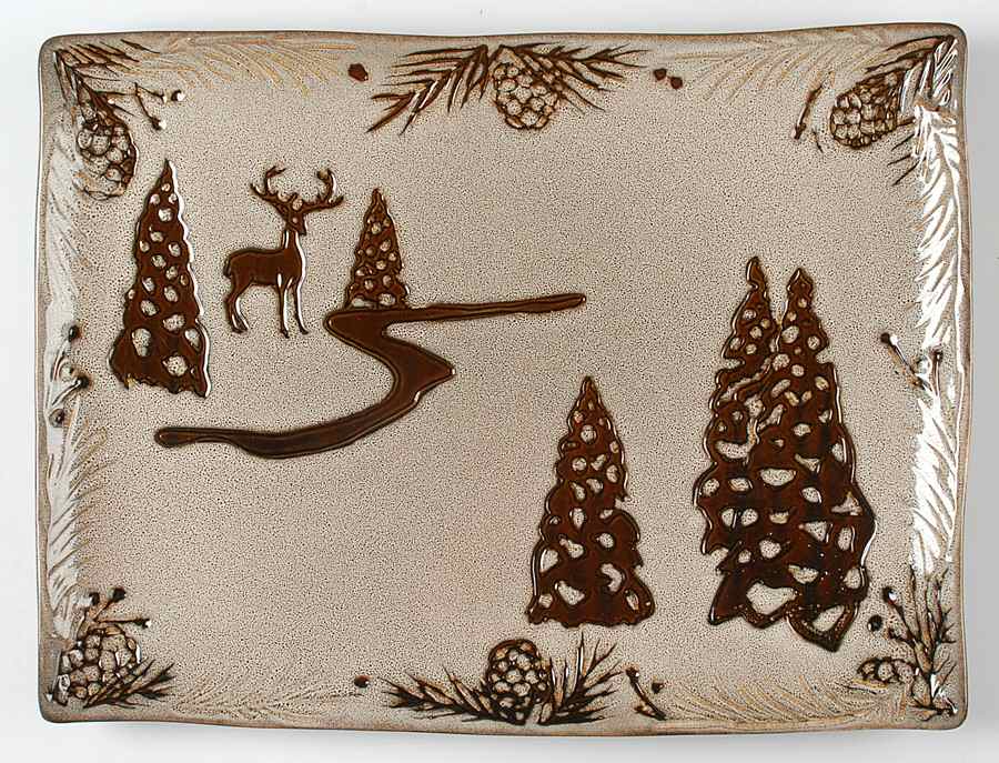 Pine Retreat Ivory 16" Rectangular Serving Platter by North Pole Trading Co.-1