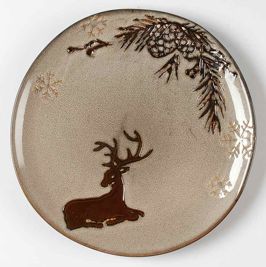 Pine Retreat Ivory Dinner Plate by North Pole Trading Co.-1