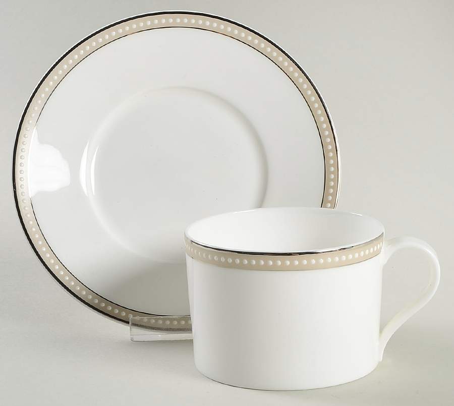 Oyster Pearl Flat Cup & Saucer Set by Nikko-1