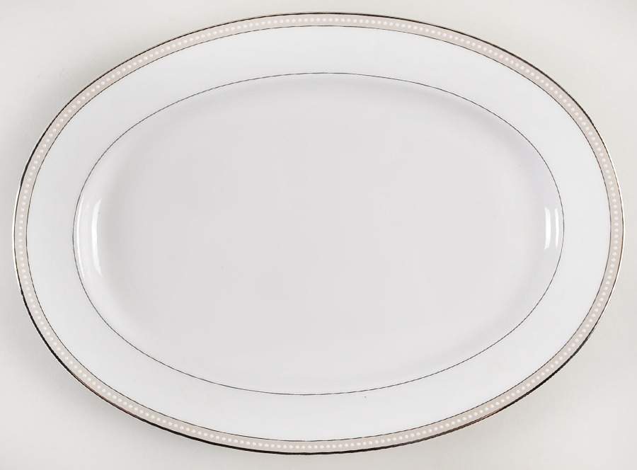 Oyster Pearl 14" Oval Serving Platter by Nikko-1