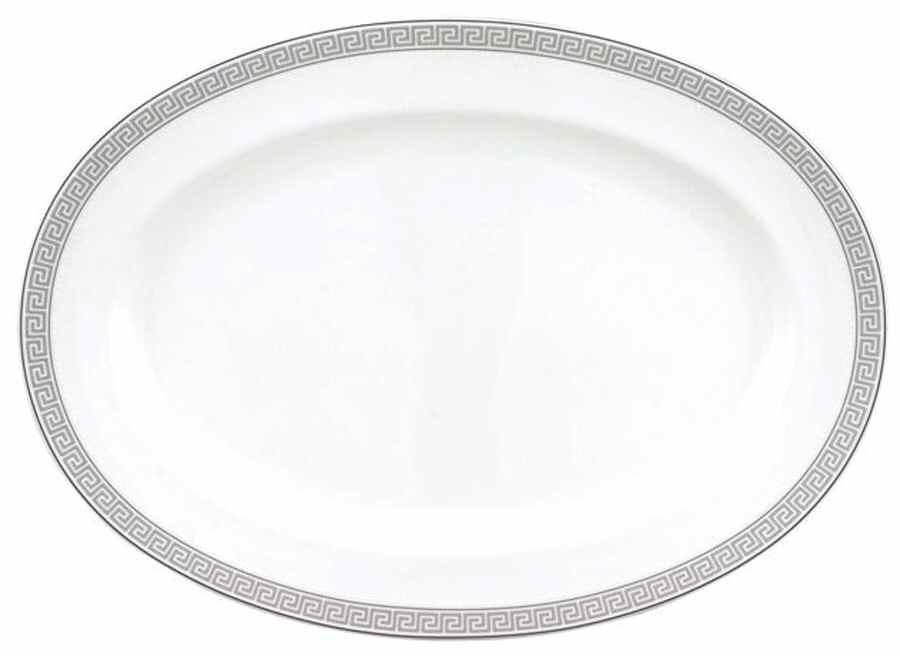 Greek Key 14" Oval Serving Platter by Nikko-1