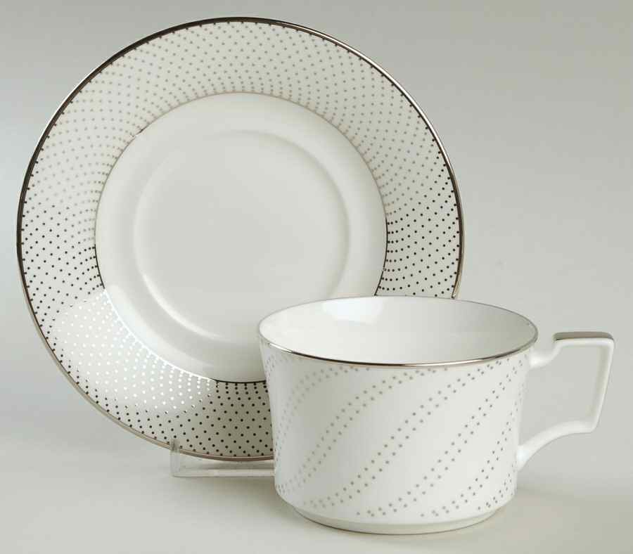 Platinum Waltz Flat Cup & Saucer Set by Noritake-1