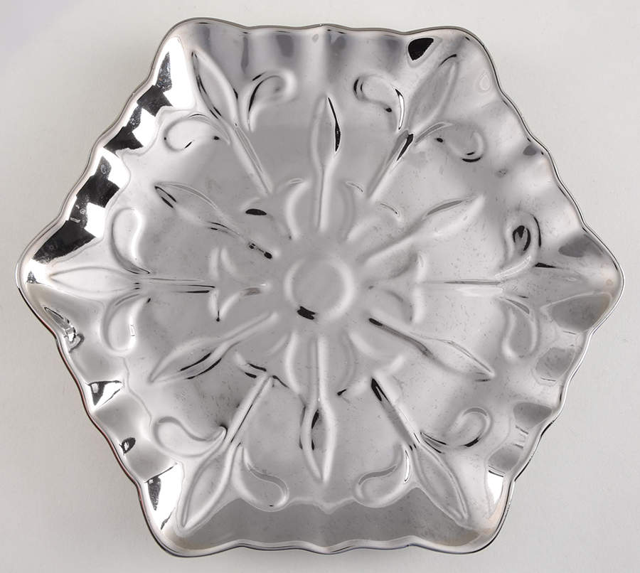 Silver Snowflake 10" Hexagonal Tray by Noble Excellence-1