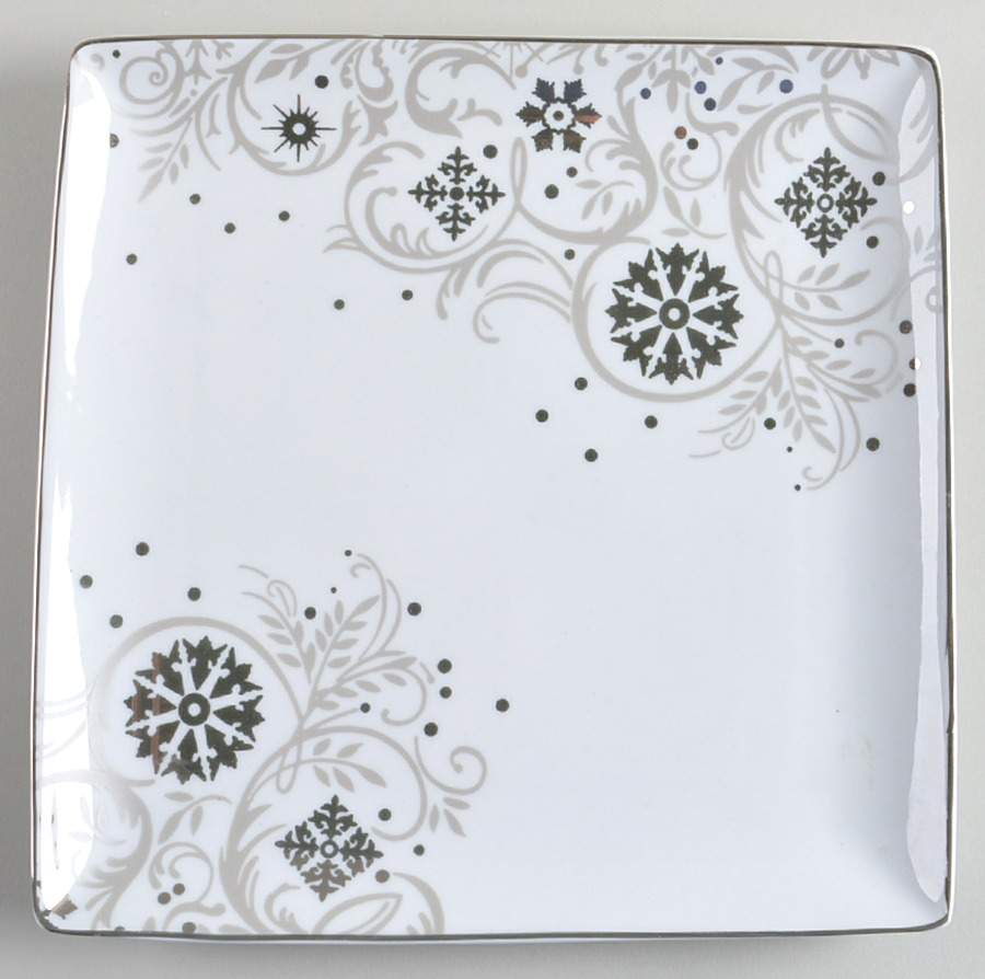 Silver Snowflake Square Dinner Plate by Noble Excellence-1
