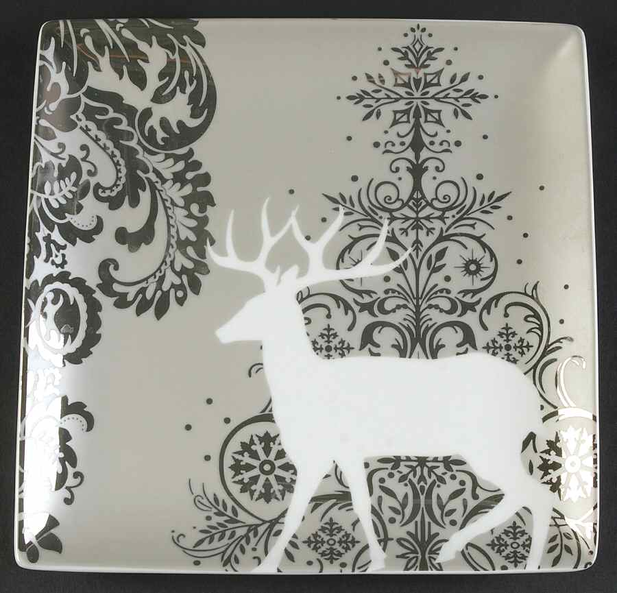 Silver Snowflake Square Salad Plate by Noble Excellence-1