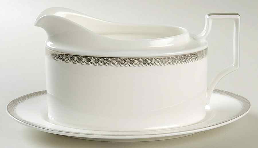 Sinclair Platinum Gravy Boat & Underplate/Relish by Noritake-1