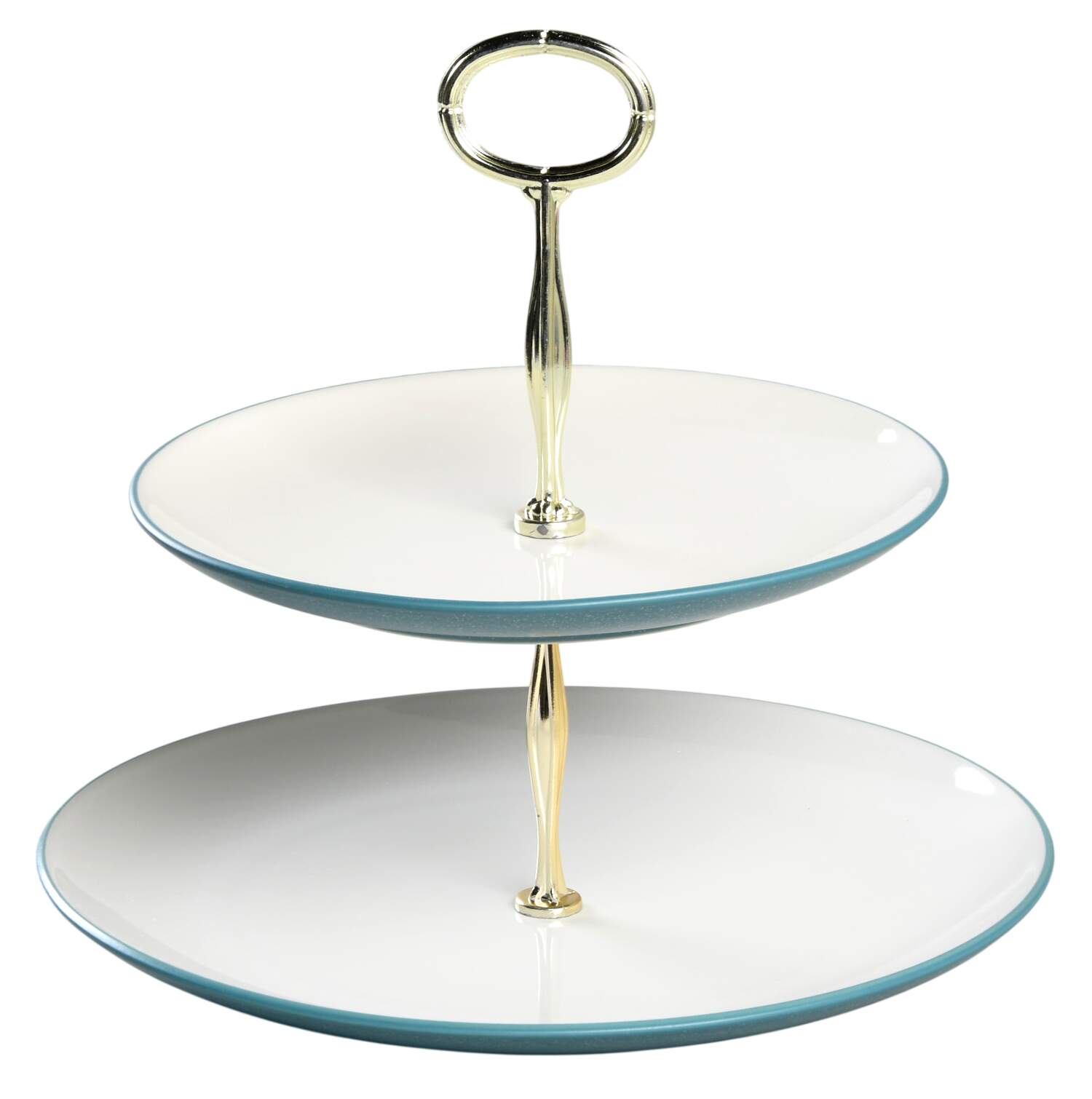 Colorwave Turquoise 6 5/8"-10"  2 Tiered Serving Tray (Dp, Sp) HC by Noritake-1