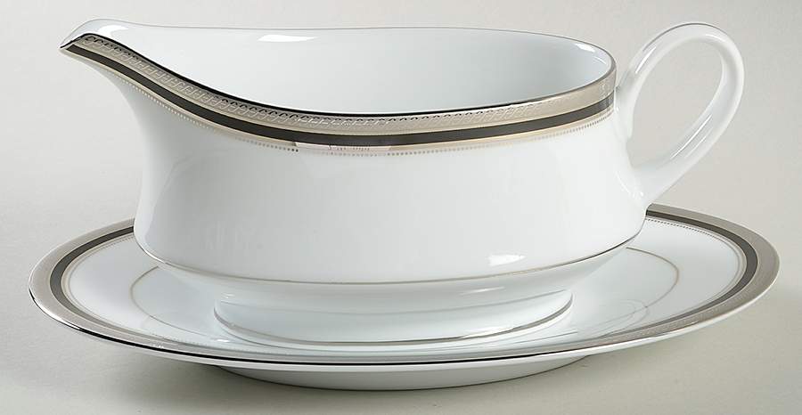 Austin Platinum Gravy Boat & Underplate/Relish by Noritake-1