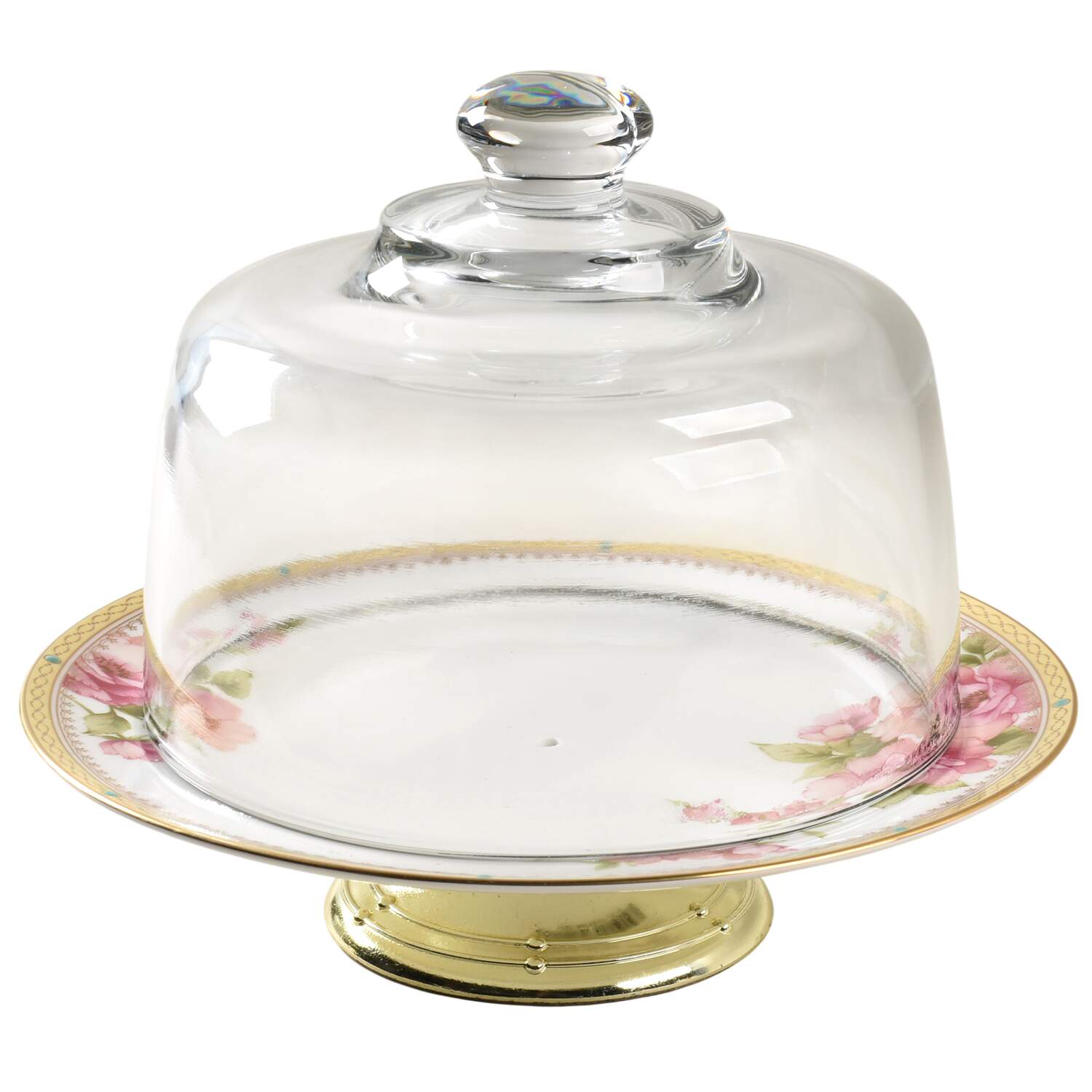 Hertford 6 1/2"-7 1/2" Footed Cheese Plate w/ Glass Dome HC by Noritake-1