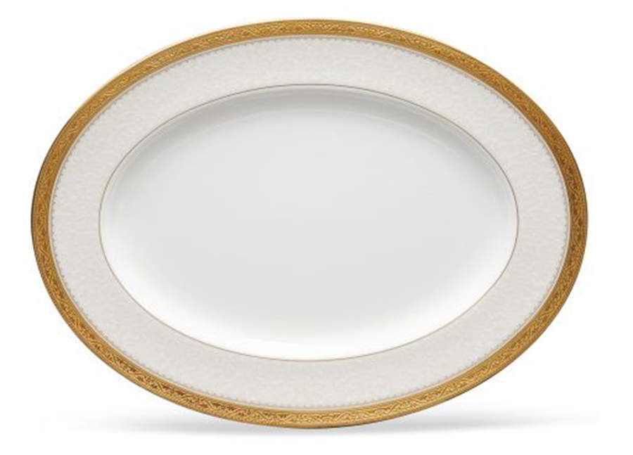 Odessa Gold 12" Oval Serving Platter by Noritake-1