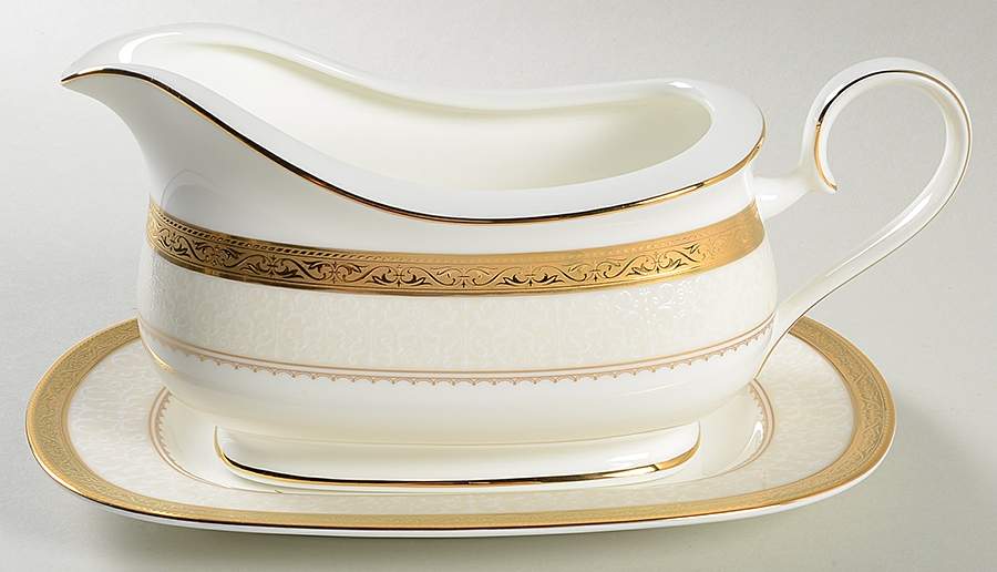 Odessa Gold Gravy Boat & Underplate by Noritake-1