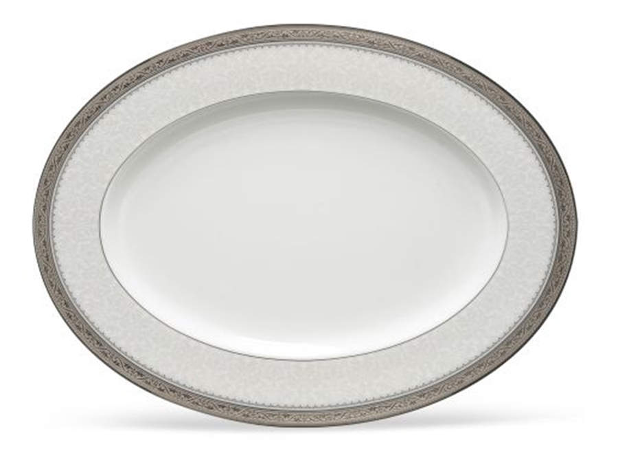 Odessa Platinum 12" Oval Serving Platter by Noritake-1