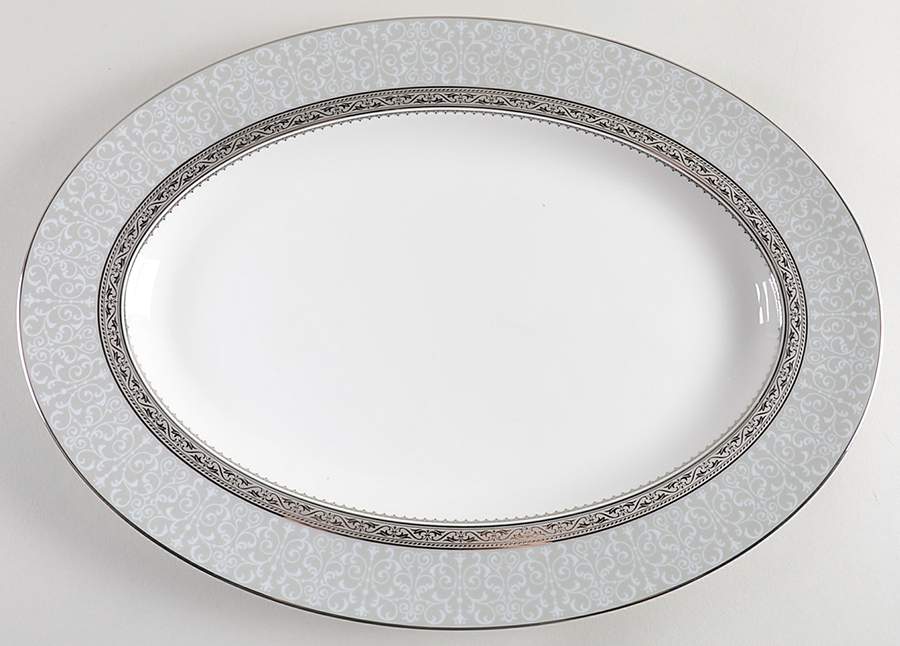 Odessa Platinum 14" Oval Serving Platter by Noritake-1