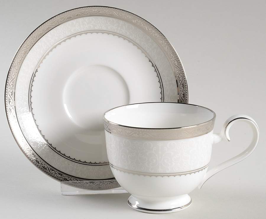 Odessa Platinum Footed Cup & Saucer Set by Noritake-1