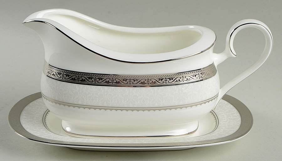 Odessa Platinum Gravy Boat & Underplate (Relish/Butter) by Noritake-1