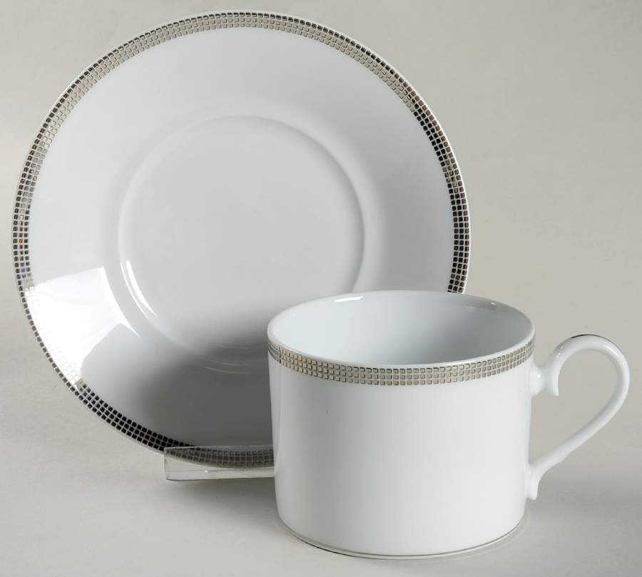 Pembroke Platinum Flat Cup & Saucer Set by Noritake-1