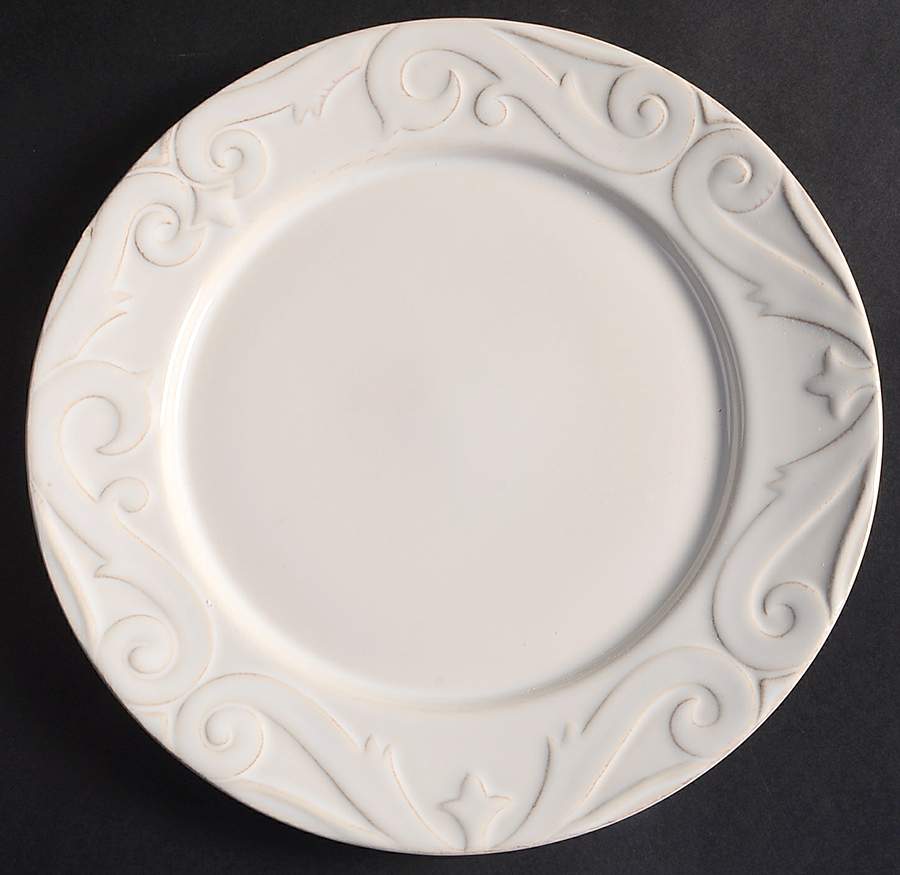 Scroll White Dinner Plate by Noble Excellence-1