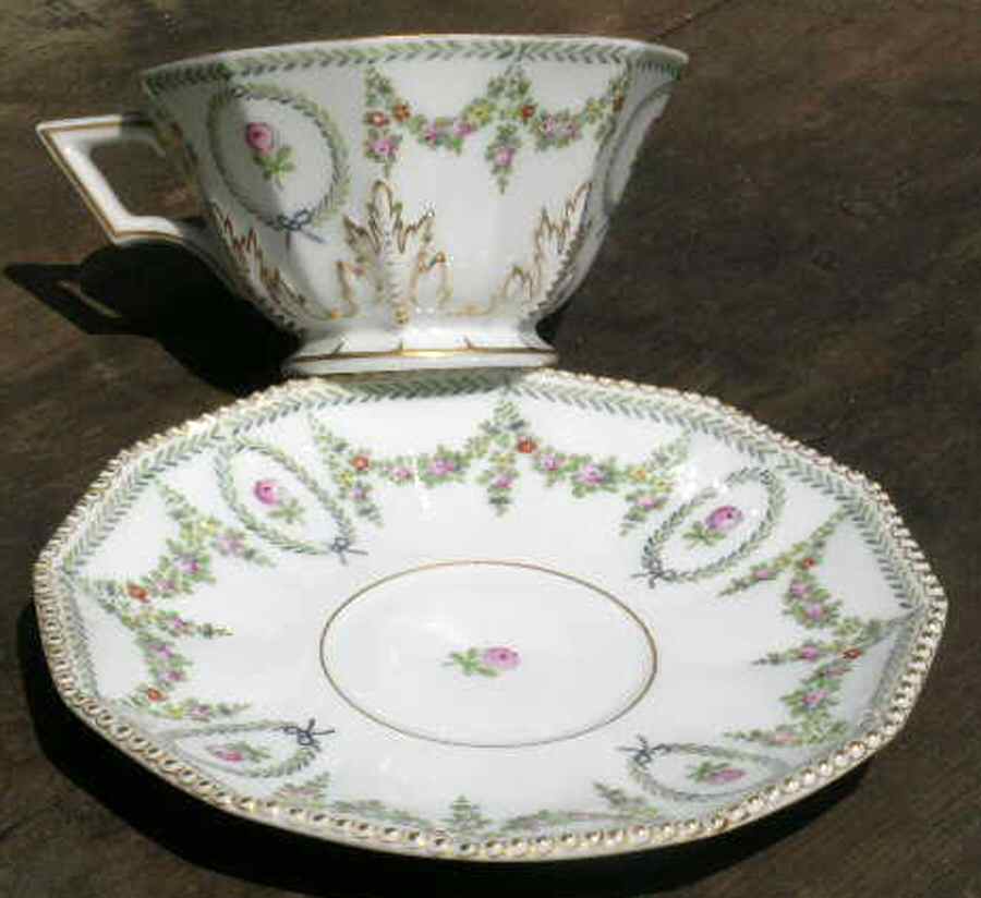 1768 Footed Cup & Saucer Set by Nymphenburg-1