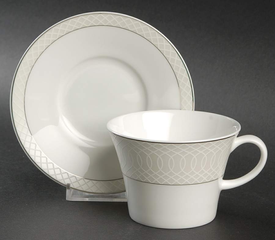 Lancet Pearl Flat Cup & Saucer Set by Nikko-1
