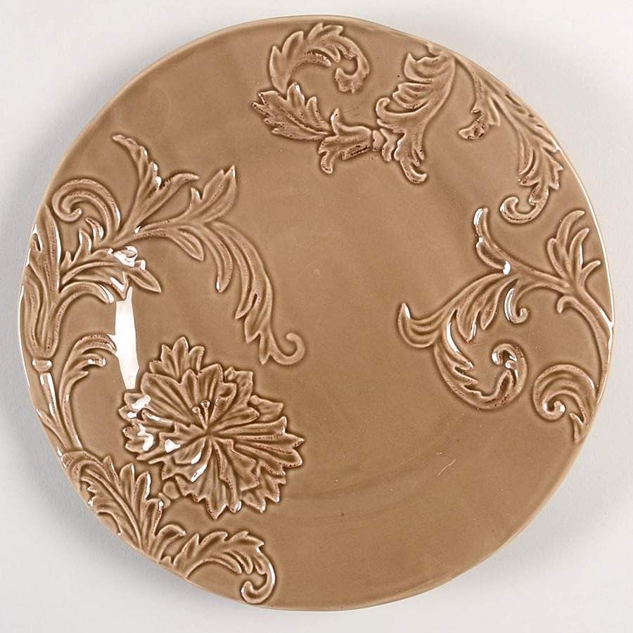 Embossed Floral Mocha Salad Plate by Noble Excellence-1