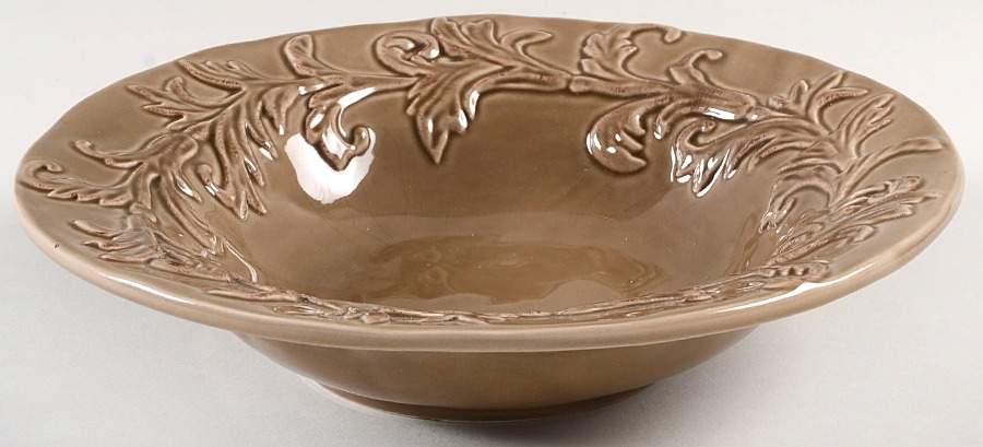 Embossed Floral Mocha Large Rim Soup Bowl by Noble Excellence-1