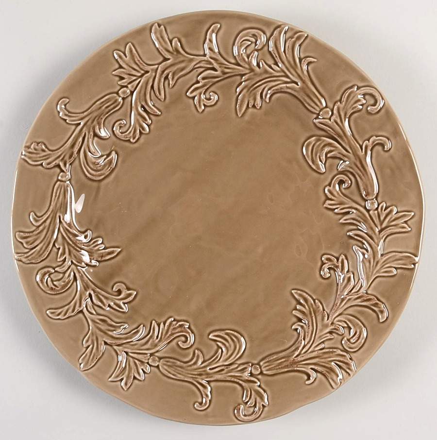 Embossed Floral Mocha Dinner Plate by Noble Excellence-1