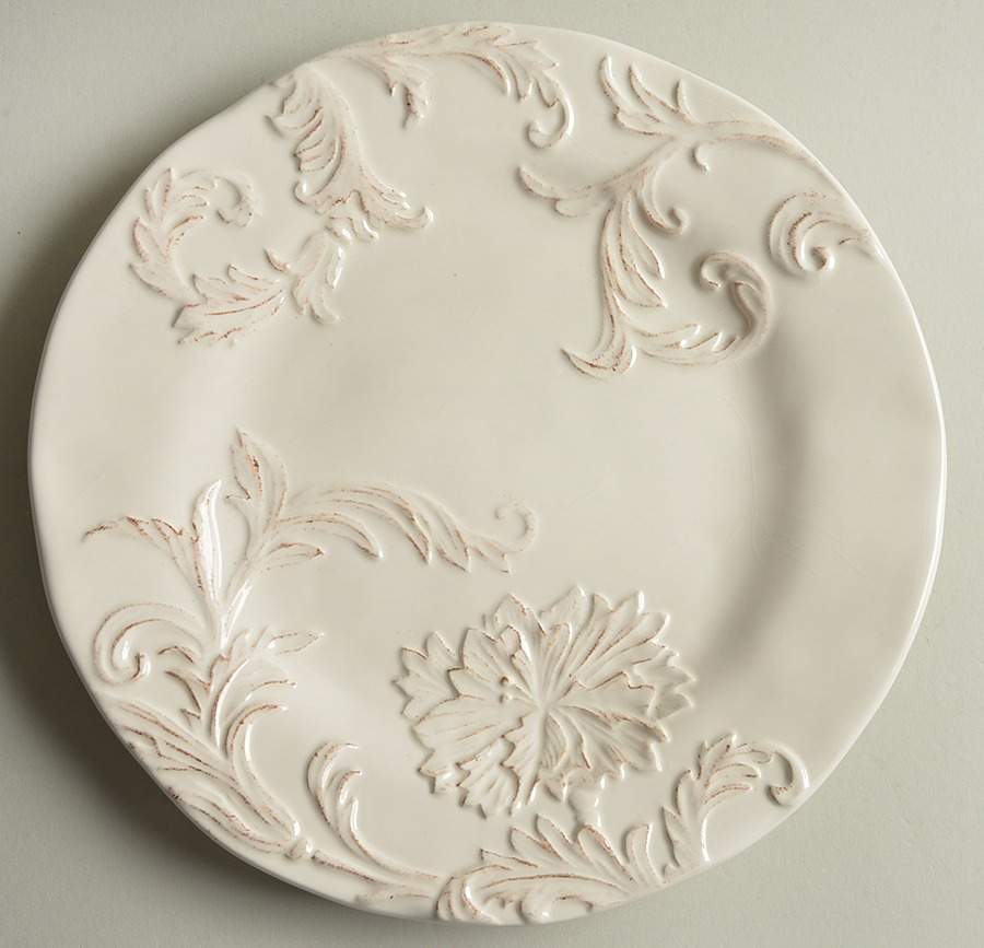 Embossed Floral Cream Salad Plate by Noble Excellence-1
