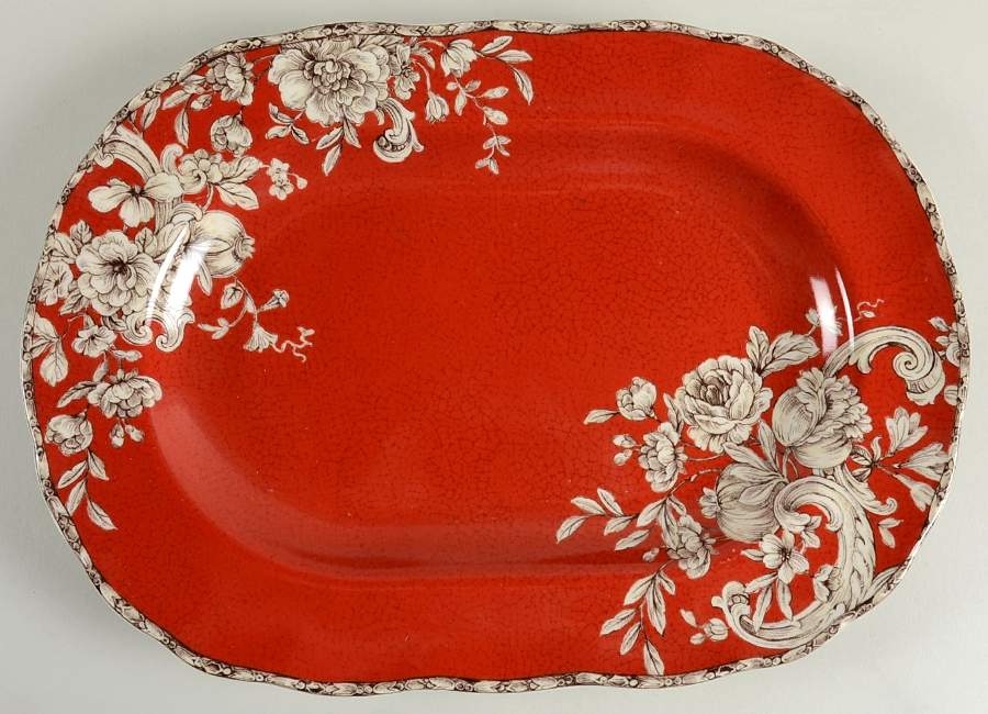 Hawthorne Brick Red 14" Oval Serving Platter by Noble Excellence-1