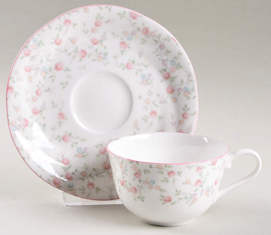 Cutie Rose Flat Cup & Saucer Set by Noritake-1