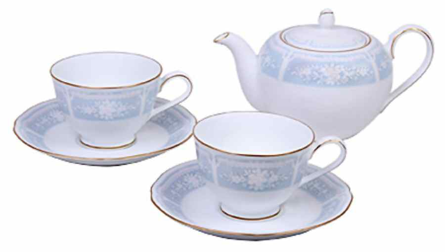 Lacewood Gold Blue Footed Cup & Saucer Set by Noritake-1