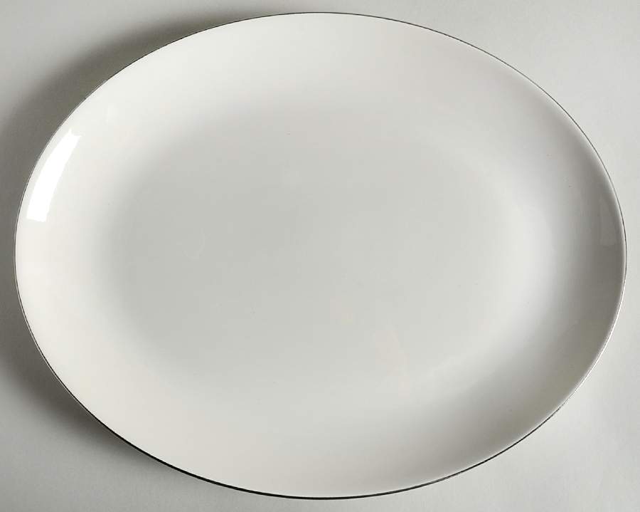 Lotus White (Platinum Trim) 13" Oval Serving Platter by Nymphenburg-1