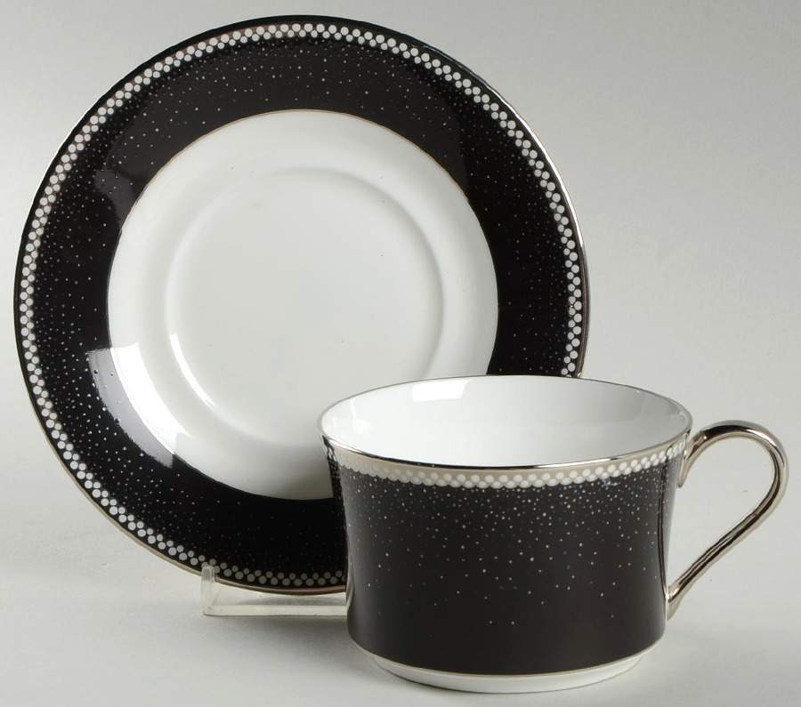 Pearl Noir Flat Cup & Saucer Set by Noritake-1