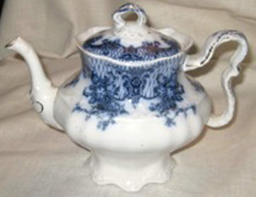 Royal (Flow Blue) Teapot & Lid by New Wharf-1