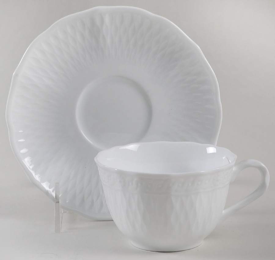 Cher Blanc Flat Cup & Saucer Set by Noritake-1