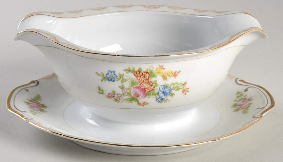 NAT65 Gravy Boat with Attached Underplate by National China-1