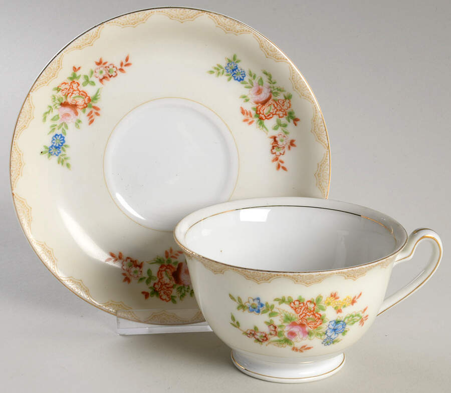 NAT65 Footed Cup & Saucer Set by National China-1