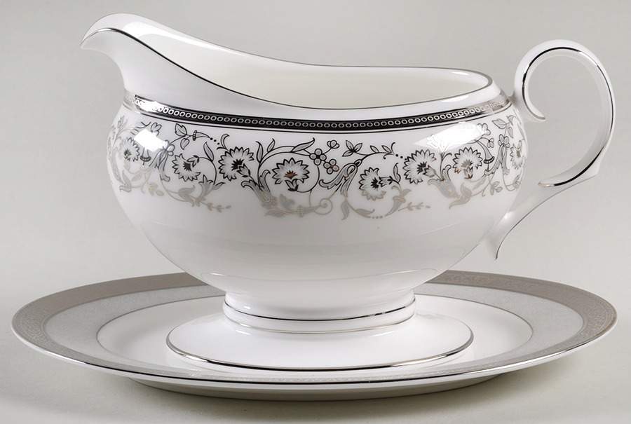 Summit Platinum Gravy Boat & Underplate (Relish/Butter) by Noritake-1