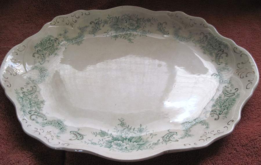 Nelson Green 16" Oval Serving Platter by New Wharf-1