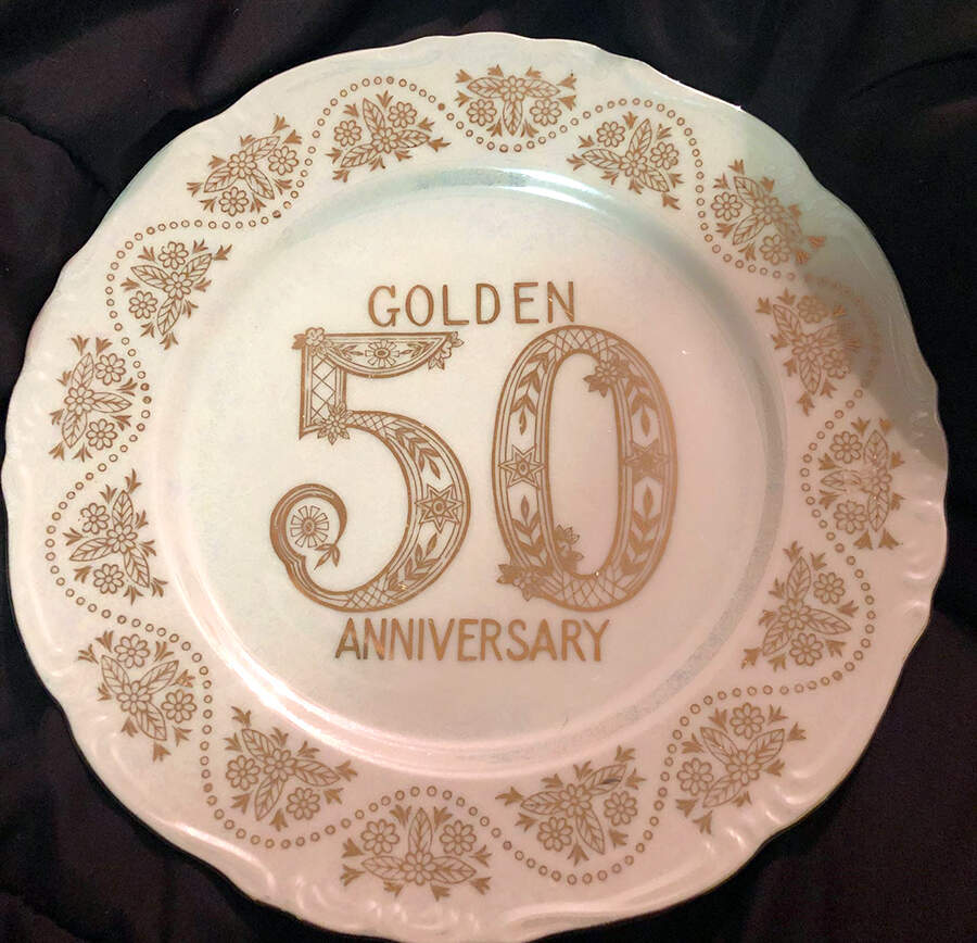 Golden Wedding Anniversary Dinner Plate by Norcrest-1