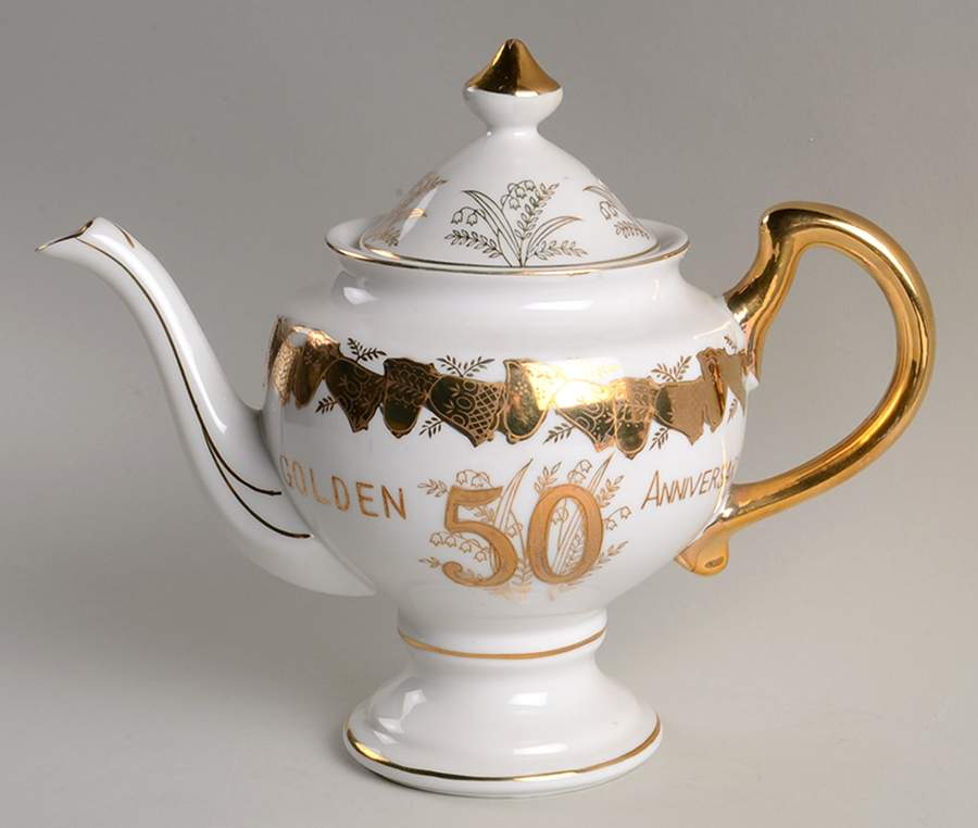 Golden Wedding Anniversary Teapot & Lid by Norcrest-1