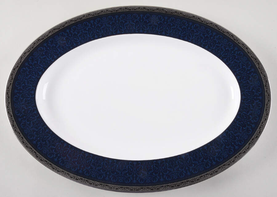Odessa Cobalt Platinum 16" Oval Serving Platter by Noritake-1