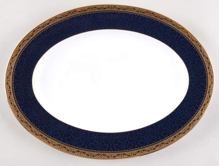 Odessa Cobalt Gold 12" Oval Serving Platter by Noritake-1