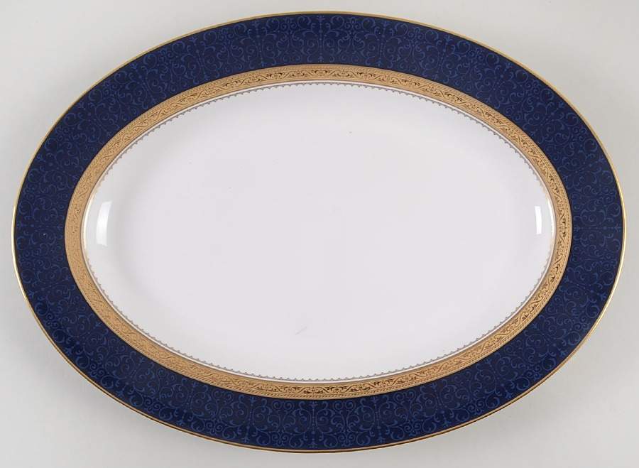 Odessa Cobalt Gold 14" Oval Serving Platter by Noritake-1