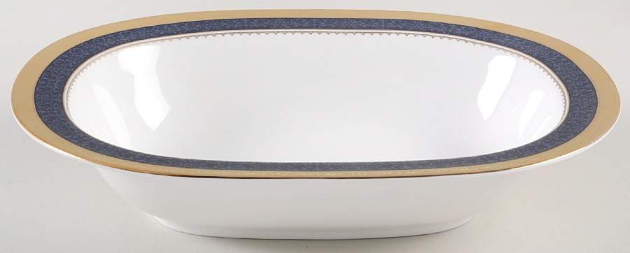 Odessa Cobalt Gold 10" Oval Vegetable Bowl by Noritake-1