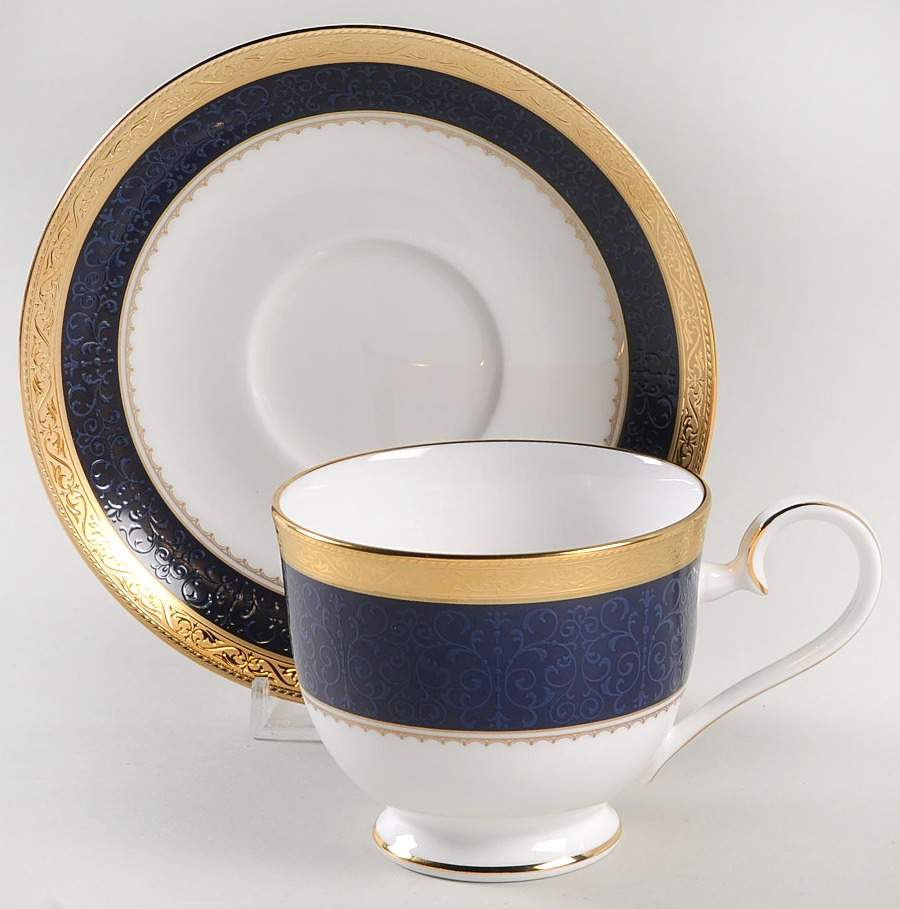 Odessa Cobalt Gold Footed Cup & Saucer Set by Noritake-1